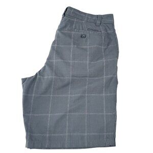 O'Neill Men's Gray Plaid Flat Front Chino Shorts 34